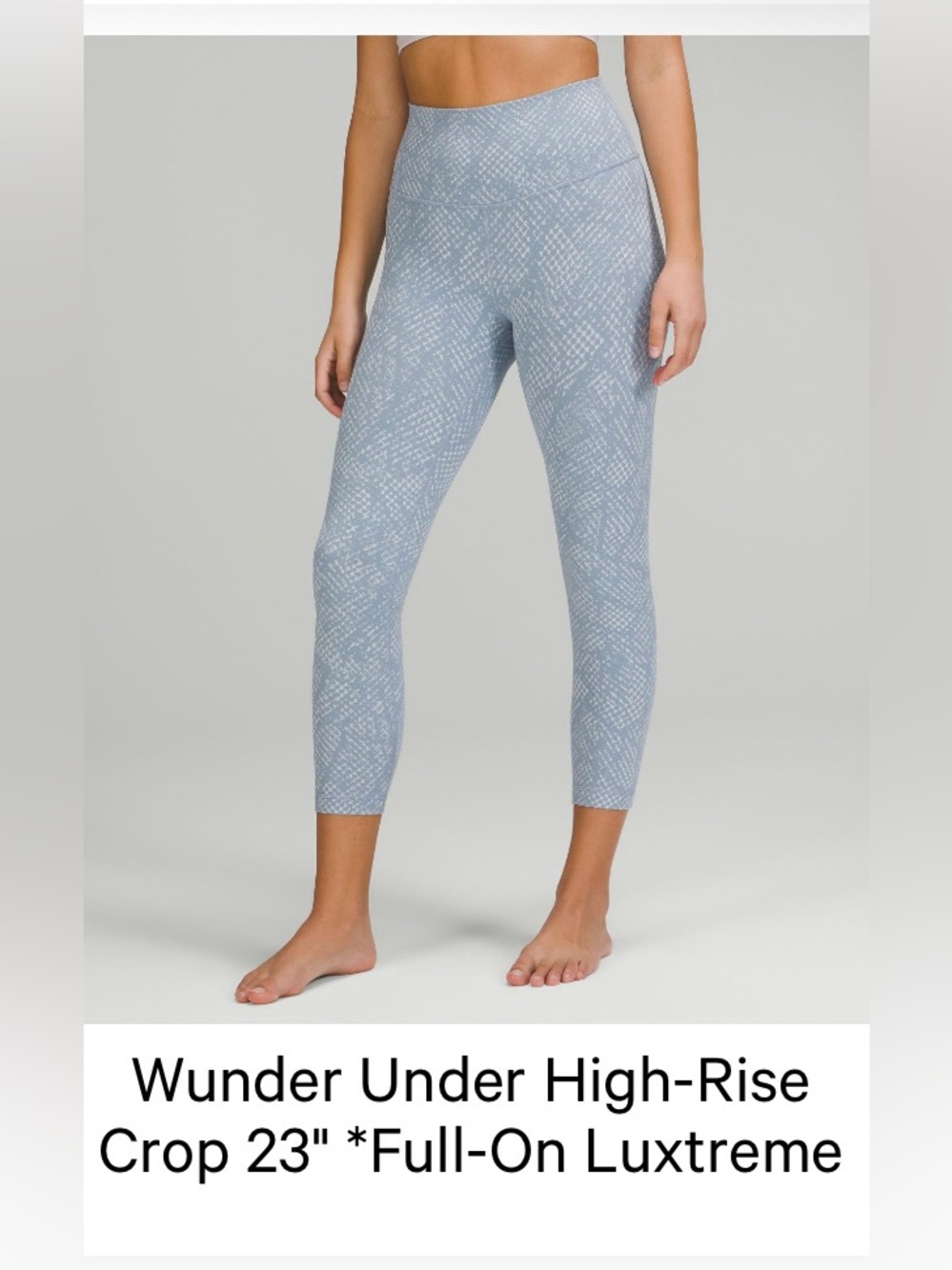 Wunder Under High-Rise Crop 23” Leggings in Light Blue Print Size 4